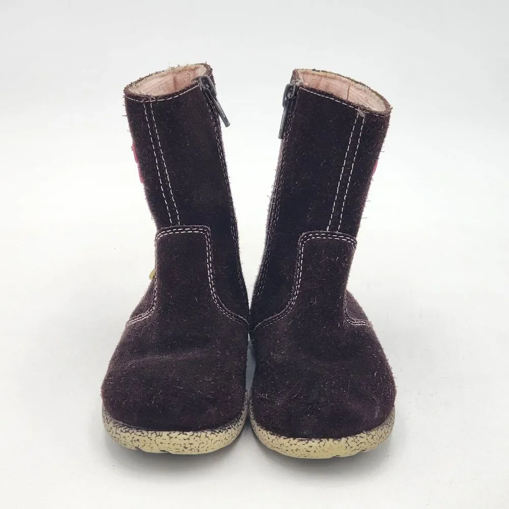 OshKosh B'Gosh GenuineKids Y2K Flower Heart Suede Leather Boots Toddler's Size 8